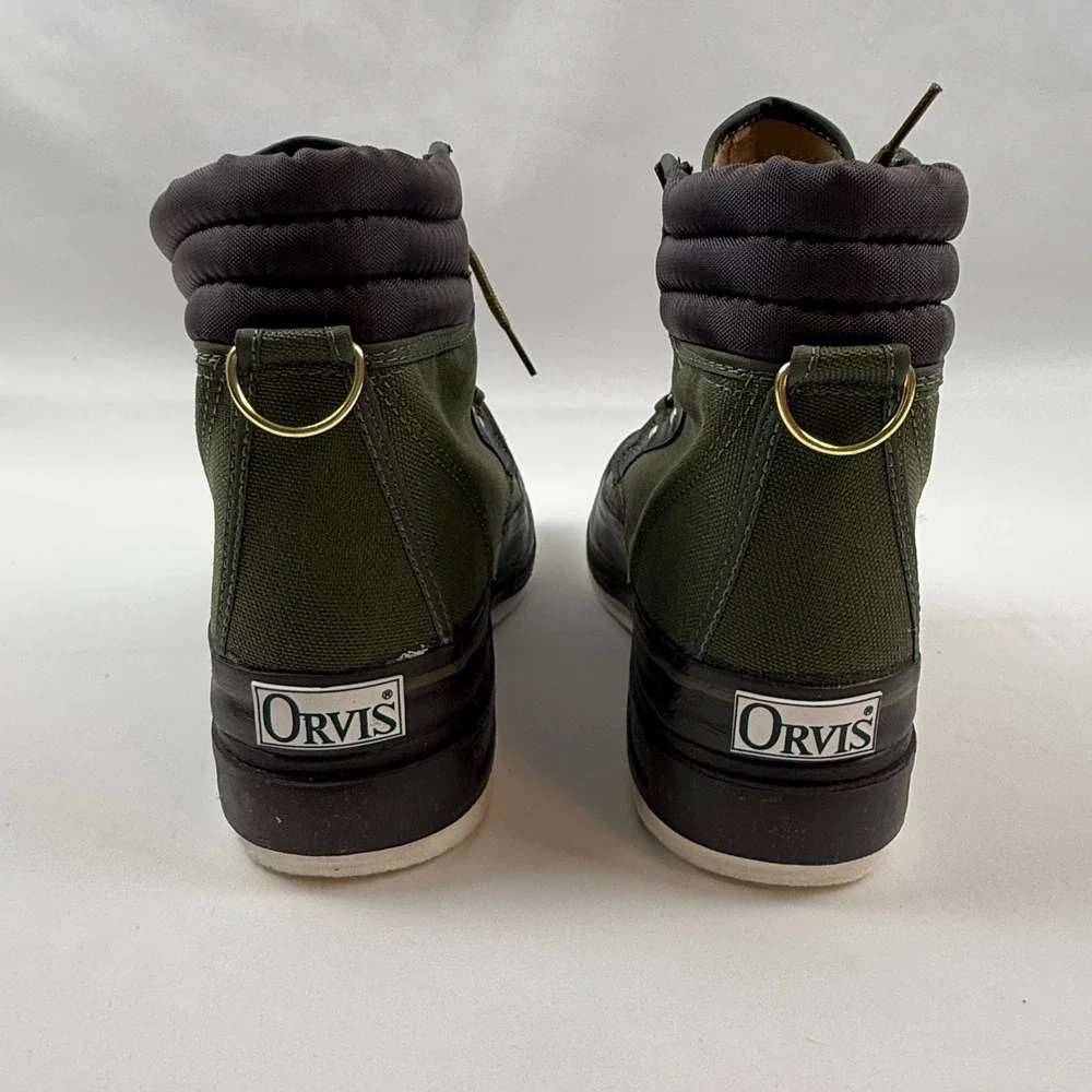 Orvis 2676 Mens Felt Sole Wading Boots Olive Green Canvas Fly Fishing Size 8